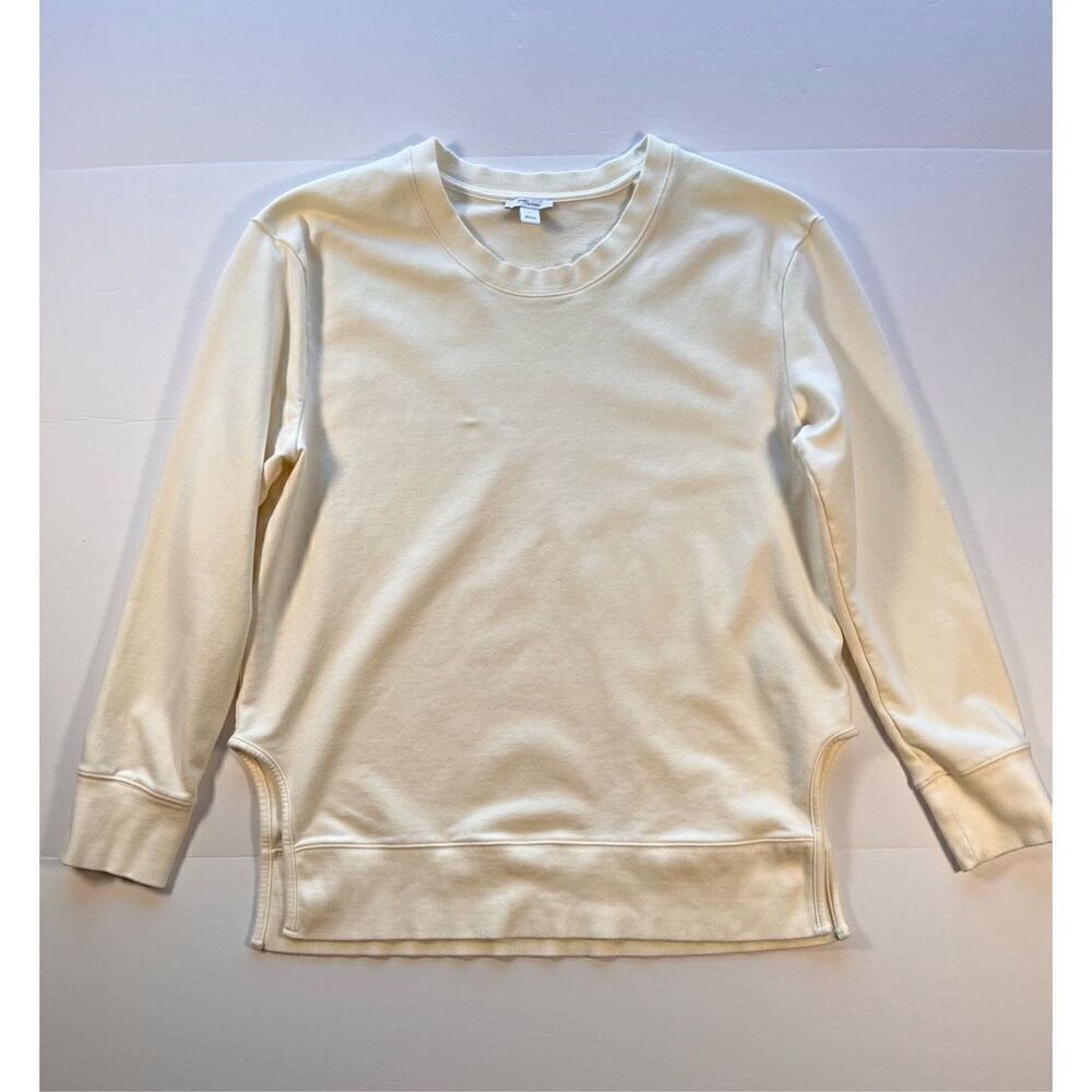 Daily Ritual French Terry Crewneck Sweatshirt Side SplitCutouts Ivory Size Large